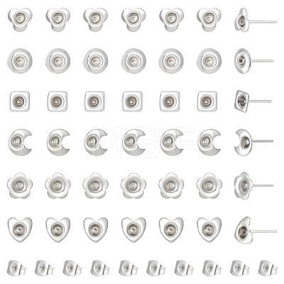 Unicraftale 84Pcs 6 Style 201 Stainless Steel Stud Earring Findings STAS-UN0057-42-1