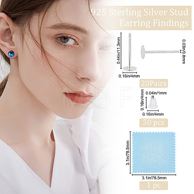 20Pcs 925 Sterling Silver Stud Earring Findings DIY-BBC0001-13-1