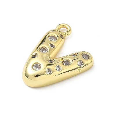 Brass Micro Pave Clear Cubic Zirconia Pendants KK-I476-02G-V-1