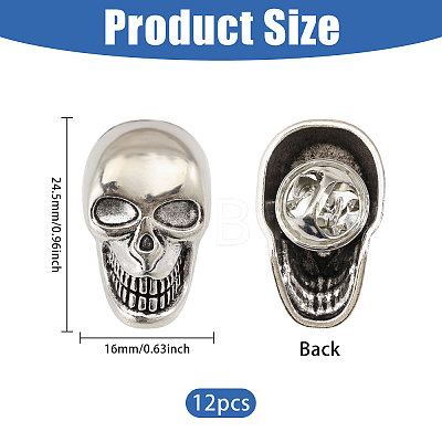 12Pcs Skull Alloy Lapel Pin Backs for Men's Suit JEWB-PH0001-91-1