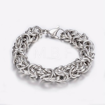 304 Stainless Steel Byzantine Chain Necklaces and Bracelets Jewelry Sets SJEW-I189-06P-1