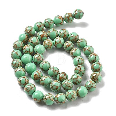 Synthetic Gold Line Turquoise Beads Strands G-A255-A03-01B-1