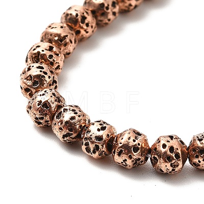 Electroplated Natural Lava Rock Beads Strands G-G984-08R-1