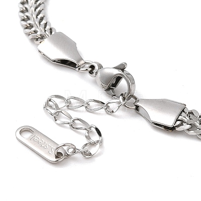 304 Stainless Steel Flower Link Bracelet with Curb Chains BJEW-E091-02P-1