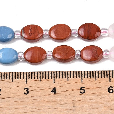 Cherry Quartz Glass & Synthetic Agate & Natural Red Jasper & Rose Quartz & Lemon Jade & Red Aventurine Beads Strands G-Z135-A13-1