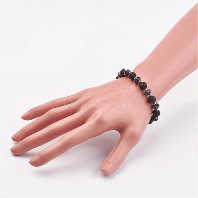Natural & Synthetic Mixed Stone & Lava Rock Stretch Bracelets BJEW-JB03071-1