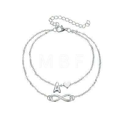 Alloy Infinity Heart Initial Charm Double Layer Anklets for Women FS-WG74AE6-01-1