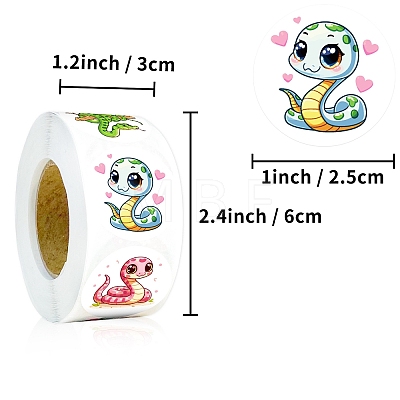 Round Paper Snake Cartoon Sticker Rolls PW-WG86171-01-1