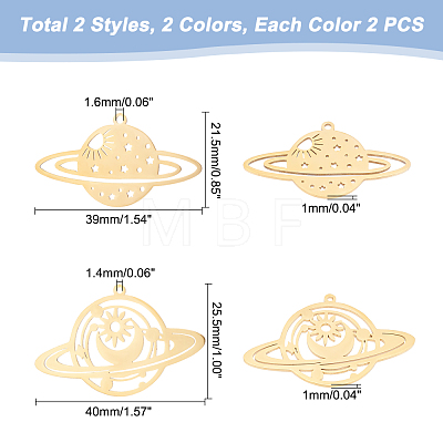 8Pcs 4 Style 201 Stainless Steel Pendants STAS-DC0001-54-1