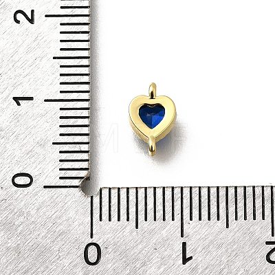 Heart Brass Cubic Zirconia Connector Charms KK-P295-34G-04-1