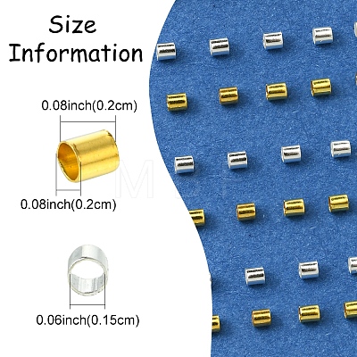 1200Pcs 2 Colors Brass Crimp Beads KK-FS0001-37-1