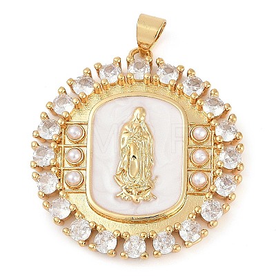 Rack Plating Brass Micro Pave Clear Cubic Zirconia Pendants KK-P287-36D-G-1