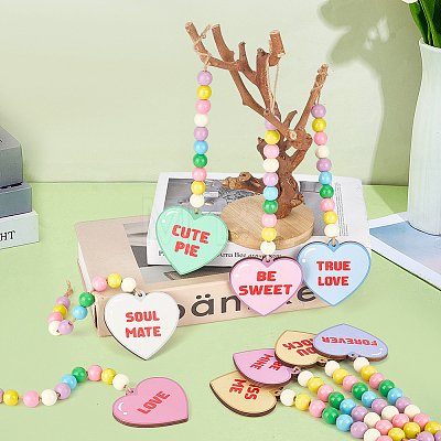 10Pcs Wood Hanging Ornaments HJEW-PH02492-1