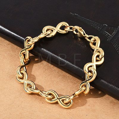 304 Stainless Steel Infinity Link Chain Bracelets for Women Men BJEW-F488-53B-G-1