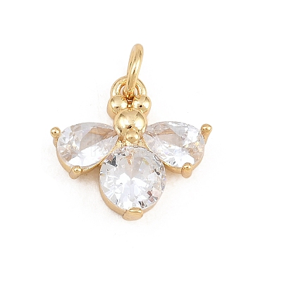 Brass Micro Pave Clear Cubic Zirconia Charms KK-E798-08A-G-1