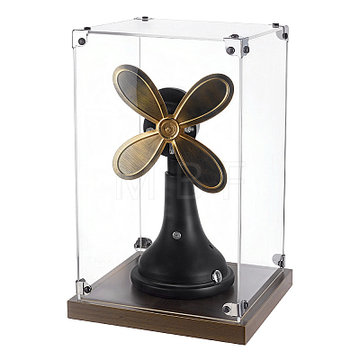 Transparent Acrylic Minifigure Display Cases with Wooden Base ODIS-WH0030-298A-1