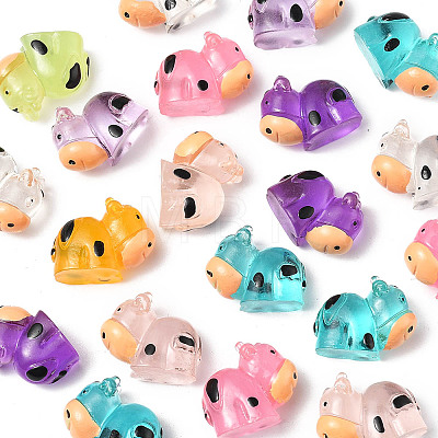 20Pcs Translucent Resin Cute Cow Ornament RESI-FS0002-11-1