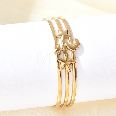 304 Stainless Steel Cuff Bangles for Women BJEW-B120-07G-03-1