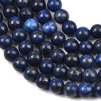 Dyed Natural Grade AA Lapis Lazuli Round Bead Strands X-G-M290-6mm-AA-1