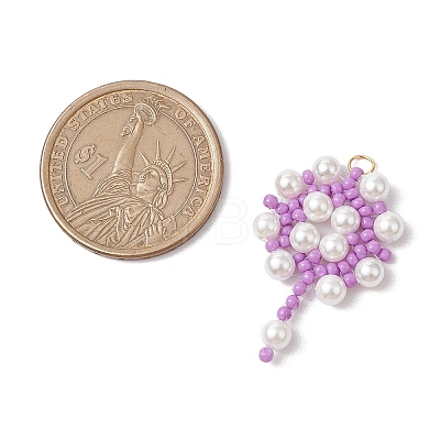 Handmade Glass Seed Beaded Flower Pendants PALLOY-MZ00498-04-1