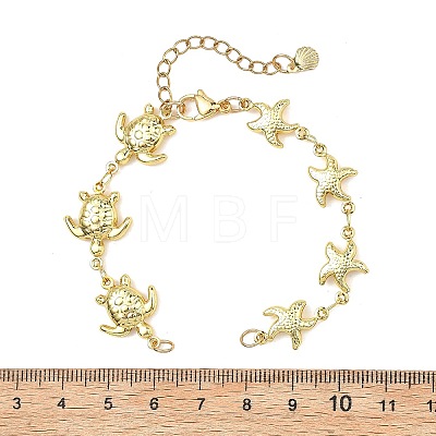 Turtle & Starfish 304 Stainless Steel Bracelets Making AJEW-JB01604-1
