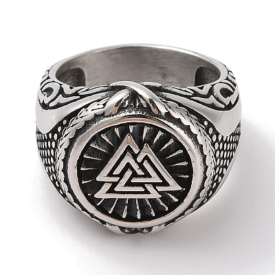 Viking 304 Stainless Steel Valknut Rings RJEW-U005-17G-AS-1