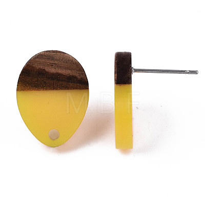 Resin & Walnut Wood Stud Earring Findings MAK-N032-006A-A04-1
