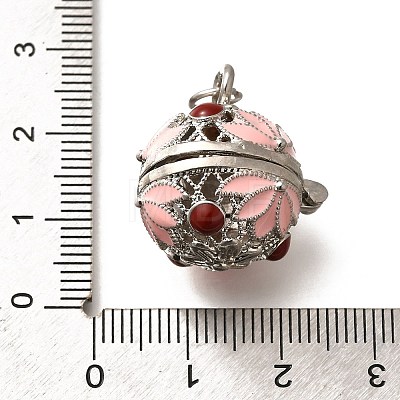 Brass with Enamel Bead Cage Pendants KK-M313-42P-03-1