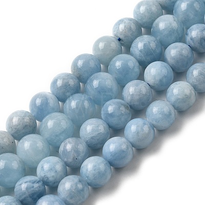 Natural Aquamarine Beads Strands G-D327-C03-8MM-01A-1