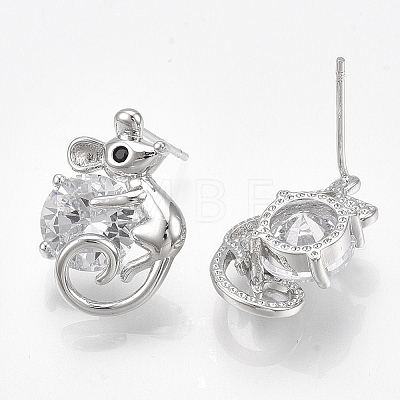 Brass Stud Earrings KK-T038-497P-1