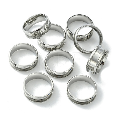 201 Stainless Steel Grooved Finger Ring Settings STAS-TAC0001-10B-P-1