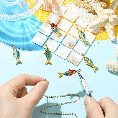 6Pcs 3 Styles Brass Enamel Pendants KK-CJ0005-59-1