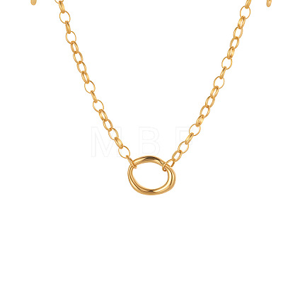 304 Stainless Steel Irregular Oval Pendant Necklaces for Women FS-WG50FE5-01-1