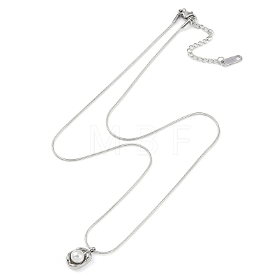 304 Stainless Steel Round Snake Chain Necklaces NJEW-Z044-01P-1