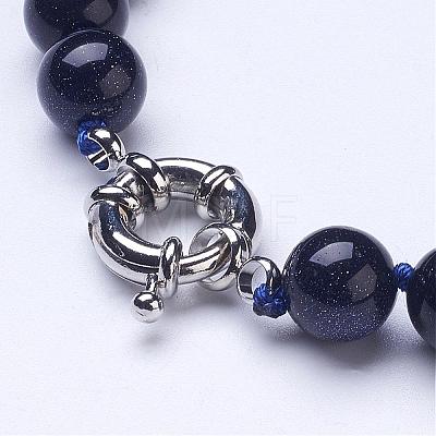 Synthetic Blue Goldstone  Beaded Necklaces NJEW-G920-07-1