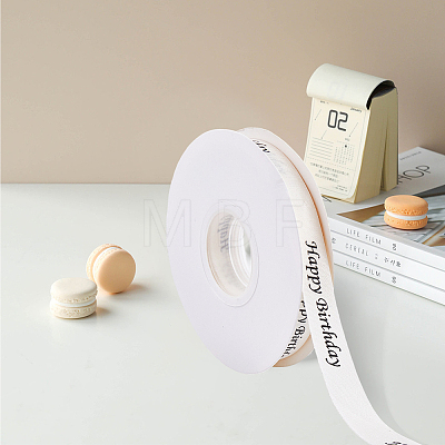 Polycotton Printed Black Word Happy Birthday Ribbon OCOR-CY0004-94B-1