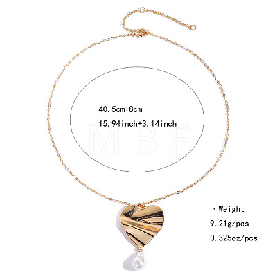 Zinc Alloy Textured Pendant Necklaces with Round Plastic Pearl Tassel FS-WG222B6-01-1