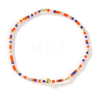 Bohemian Glass Seed Beads & Brass Stretch Bracelets for Women TI8364-8-1