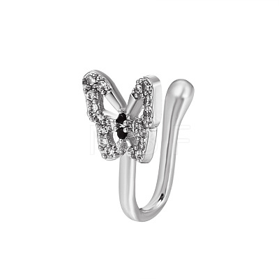 Brass Micro Pave Clear Cubic Zirconia Butterfly Clip-on Nose Septum Rings WGE0FFA-02-1