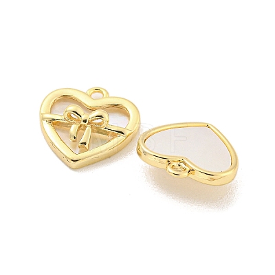 Brass Pave Shell Heart with Bowknot Charms KK-Z044-03G-1