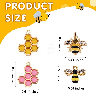 20Pcs Bee Charms Pendant Bee Honeycomb Charms Enamel Insect Pendant for Jewelry Necklace Earring Making Crafts JX414A-1