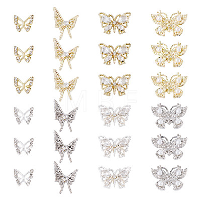 24Pcs 8 Styles Alloy Rhinestone Cabochons MRMJ-TA0001-49-1