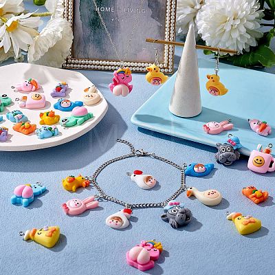 32Pcs 16 Styles Opaque Resin Pendants RESI-SZ0001-64-1