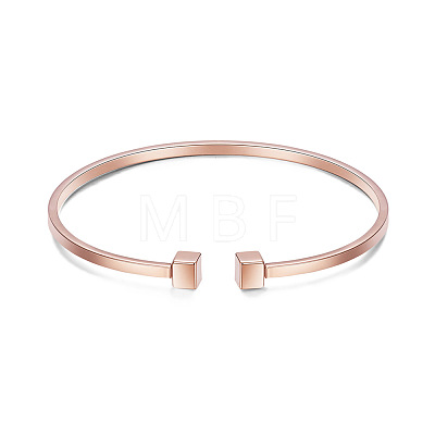 SHEGRACE Simple Design Real Rose Gold Plated Cuff Bangle JB248A-1