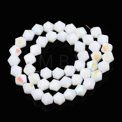 Opaque Solid Color Electroplate Glass Beads Strands EGLA-A039-P6mm-L15-1