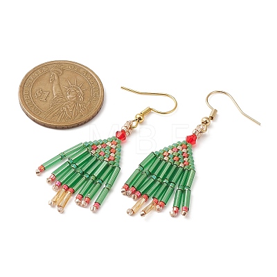 Christmas Tree Dangle Earrings for Women EJEW-MZ00099-1