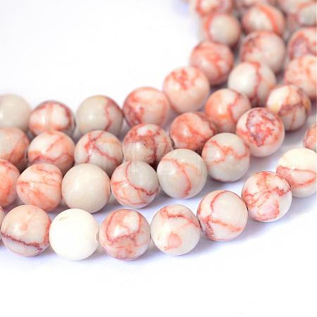 Natural Red Netstone Round Bead Strands G-E334-4mm-06-1