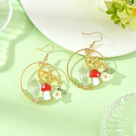 Brass Glass Dangle Earrings EJEW-JE07514-1