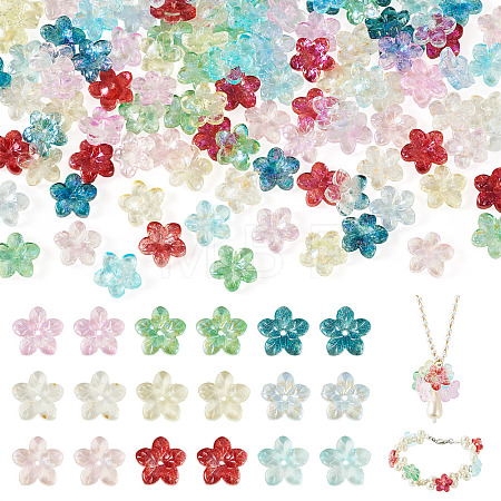 135Pcs 9 Colors Baking Paint Transparent Glass Beads DGLA-TA0001-59-1