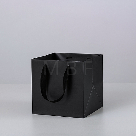 Solid Color Kraft Paper Gift Bags with Ribbon Handles PAAG-PW0001-103B-05-1